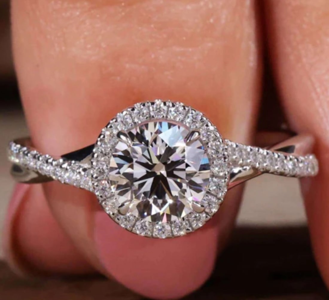 Certified 1.60 Carat Round Cut D VVS1 Lab Grown Diamond Engagement Ring 14KT Solid White Gold (1 of 5)