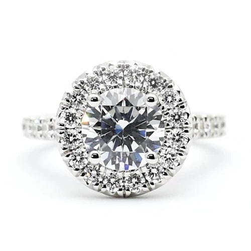 Certified 2.10 Carat Round Cut D VVS1 Lab Grown Diamond Engagement Ring 14KT Solid White Gold: Certified 2.10 Carat Round Cut D VVS1 Lab Grown Diamond Engagement Ring 14KT Solid White Gold - 6 - Side stone 0.50 Ct Lab Grown Diamonds D vs1 - Round