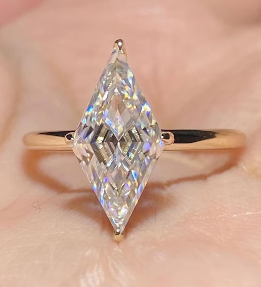 Certified 2 Carat Fancy Cut Lab Grown Diamond D VVS1 Engagement Ring 14KT Solid Yellow Gold: Certified 2 Carat Fancy Cut Lab Grown Diamond D VVS1 Engagement Ring 14KT Solid Yellow Gold - Ring Size US 6