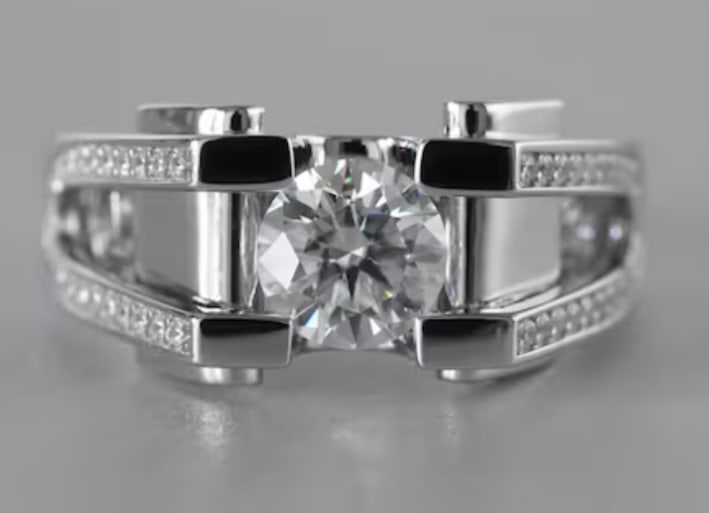 Certified 1.5 Carat Round Cut Lab Grown Diamond D VVS1 Engagement Ring 14KT Solid White Gold (1 of 4)