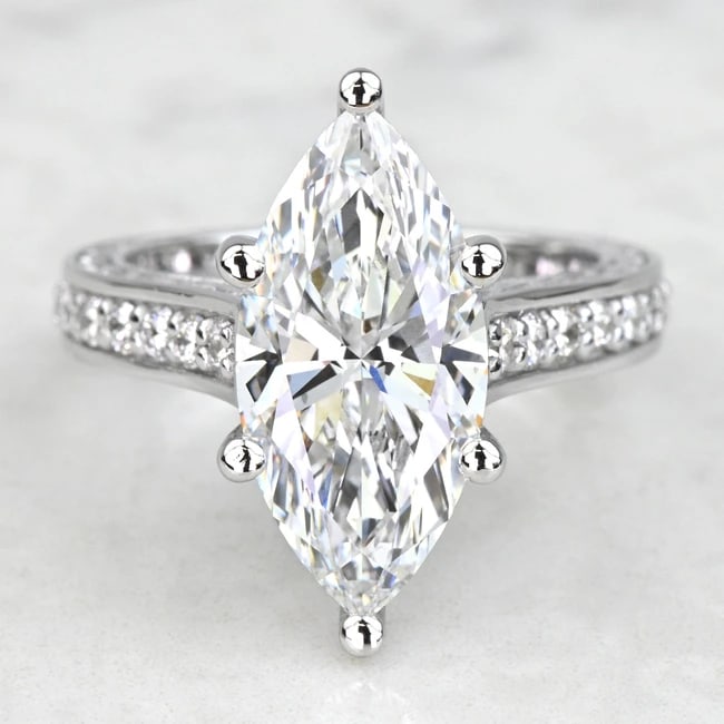 Certified 7.5 Ct -Marquise Cut Lab Grown Diamond D VVS1 Engagement Ring 14KT Solid White Gold: Certified 7.5 Ct -Marquise Cut Lab Grown Diamond D VVS1 Engagement Ring 14KT Solid White Gold - Ring Size US 6.5 - Side stone 0.60 Ct Lab Grown Diamonds D vs1 - Round Cut