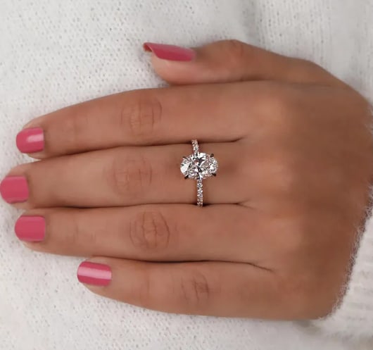 Certified 3 Ct Oval Cut D VVS1 Lab-Grown Diamond Engagement Ring – 14KT Solid Rose Gold: Certified 3 Ct Oval D VVS1 Lab-Grown Diamond Engagement Ring – 14KT Rose Gold – 0.40 Ct E/VS1 Side Stones - Ring Size US -7 , Free Resize & Shipping