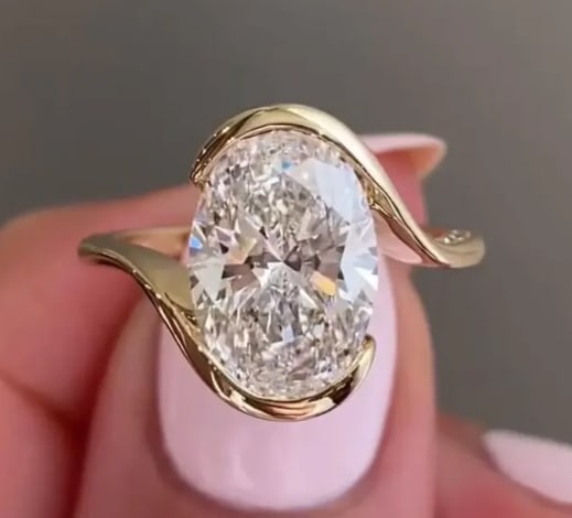 Certified 7.50 Carat Oval Cut D VVS1 Lab Grown Diamond Engagement Ring 14KT Solid Rose Gold: Certified 7.50 Carat Oval Cut D VVS1 Lab Grown Diamond Engagement Ring 14KT Solid Rose Gold - Side Stone is Lab Grown Diamonds Round Cut VS1 E Color 0.50 Ct Excellent Luster- Ring Size US- 6.5 - Ring 
