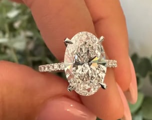 Certified 8 Carat Oval Cut D VVS1 Lab Grown Diamond Engagement Ring 14KT Solid White Gold: Certified 8 Carat Oval Cut D VVS1 Lab Grown Diamond Engagement Ring 14KT Solid White Gold - Side Stone is Lab Grown Diamonds Round Cut VS1 E Color 0.60 Ct Excellent Luster- Ring Size US- 6.5 - Ring Re