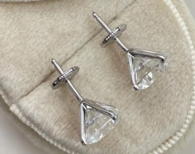 Certified 4 Carat Round Cut D VVS1 Lab Grown Diamond Earrings 14KT Solid White Gold: Certified 4 Carat Round Cut D VVS1 Lab Grown Diamond Earrings 14KT Solid White Gold