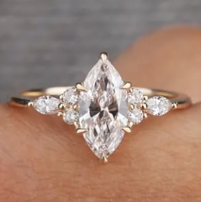 Certified 2 Carat Marquise Cut D VVS1 Lab Grown Diamond Ring 14KT Solid Rose Gold: Certified 2 Carat Marquise Cut D VVS1 Lab Grown Diamond Ring 14KT Solid Rose Gold - Side Stone is Lab Grown Diamonds vs1 E Color - 0.40 Ct - Ring Size US - 7