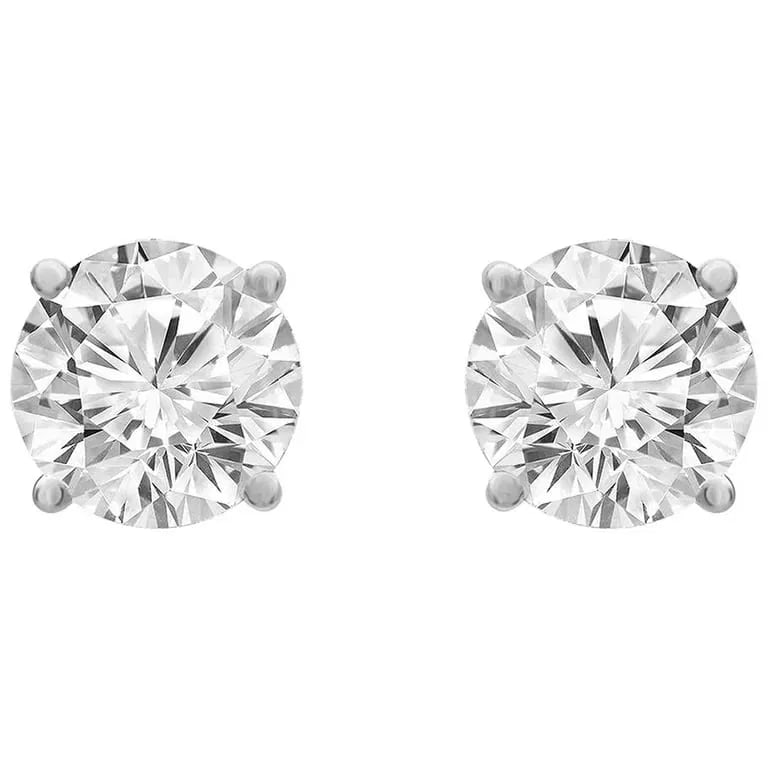 Certified 4 Carat Round Cut D VVS1 Lab Grown Diamond Earrings 14KT Solid White Gold: Certified 4 Carat Round Cut D VVS1 Lab Grown Diamond Earrings 14KT Solid White Gold