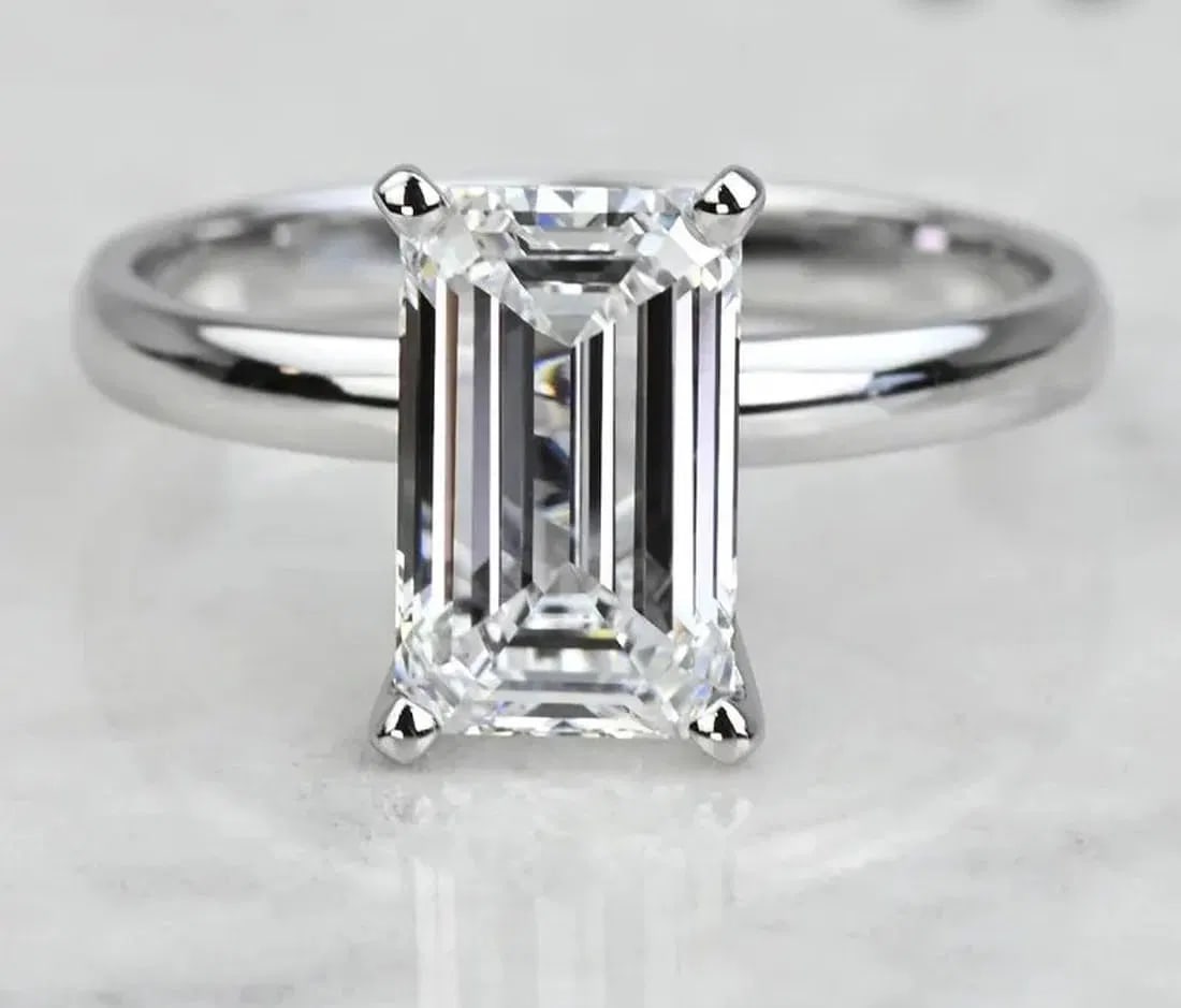 Certified 5.50 Carat Emerald Cut Lab Grown Diamond VVS1 D Color 14kt Solid White Gold Engagement: Certified 5.50 Carat Emerald Cut Lab Grown Diamond VVS1 D Color 14kt Solid White Gold Engagement Ring - Ring Size US - 7- Ring Resize Available free of cost - Free Shipping