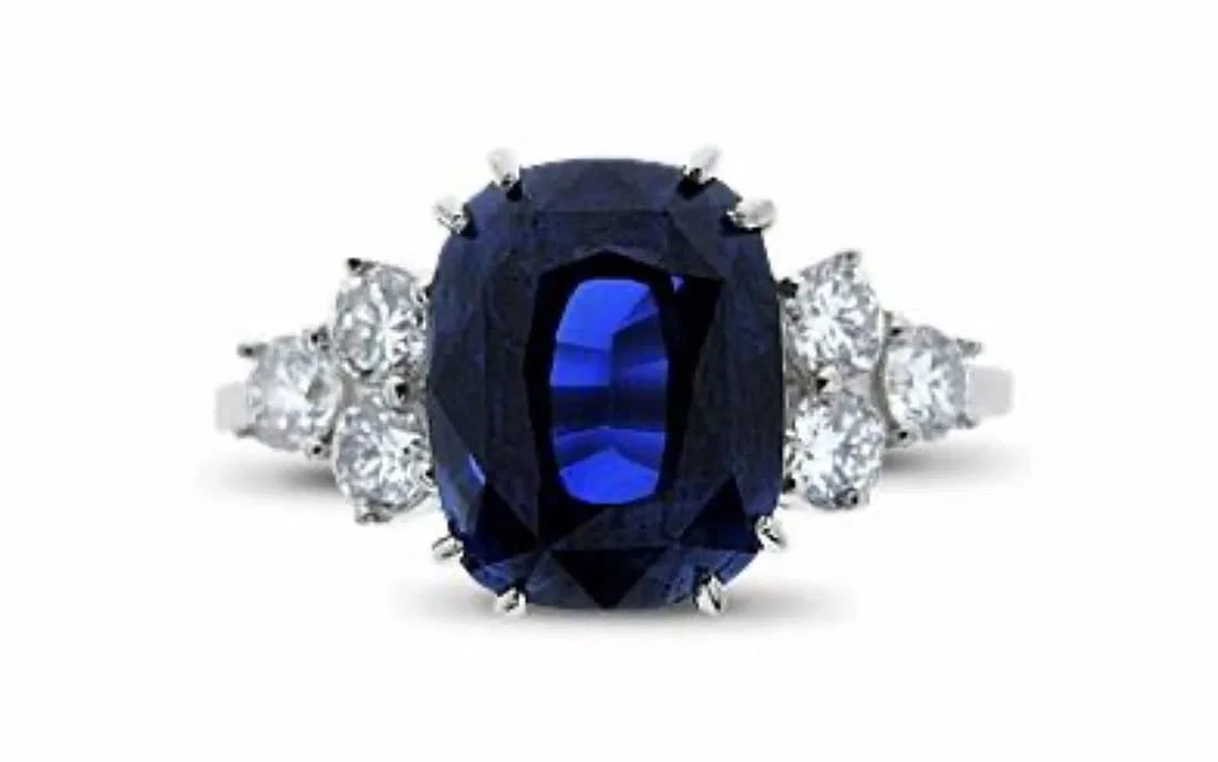 Certified 8.50 Ct.14kt Solid White Lab Grown sapphire Long Cushion Cut Engagement ring: Certified 8.50 Ct.14kt Solid White Lab Grown sapphire Long Cushion Cut Engagement ring - Side Stone is lab grown Diamonds vs1 e color Round cut 0.50 Ct Ring Size US 7.5