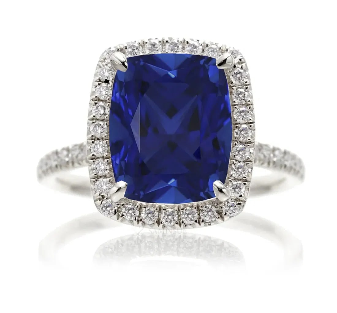 Certified 11 Ct.14kt Solid White Lab Grown sapphire Long Cushion Cut Engagement ring: Certified 11.00 Ct.14kt Solid White Lab Grown sapphire Long Cushion Cut Engagement ring - Side Stone is lab grown Diamonds vs1 e color Round cut 0.40 Ct Ring Size US 7