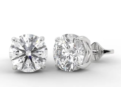 3.00 Carat - 14Kt Solid White Gold VVS1 D Color Lab Grown Diamond Round Cut Earrings: 3.00 Carat - 14Kt Solid White Gold VVS1 D Color Lab Grown Diamond Round Cut Earrings