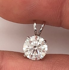 14KT Solid White Gold D VVS1 Round Cut Lab Grown Diamond Pendant (1 of 2)
