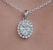 14KT Solid White Gold D VVS1 Oval Cut 2 Ct Lab Grown Diamond Pendant (1 of 2)