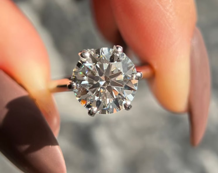 Certified 3.5 Carat Round Cut D VVS1 Lab Grown Diamond Engagement Ring 14KT Solid White Gold: Certified 3.5 Carat Round Cut D VVS1 Lab Grown Diamond Engagement Ring 14KT Solid White Gold - Ring Size US 7