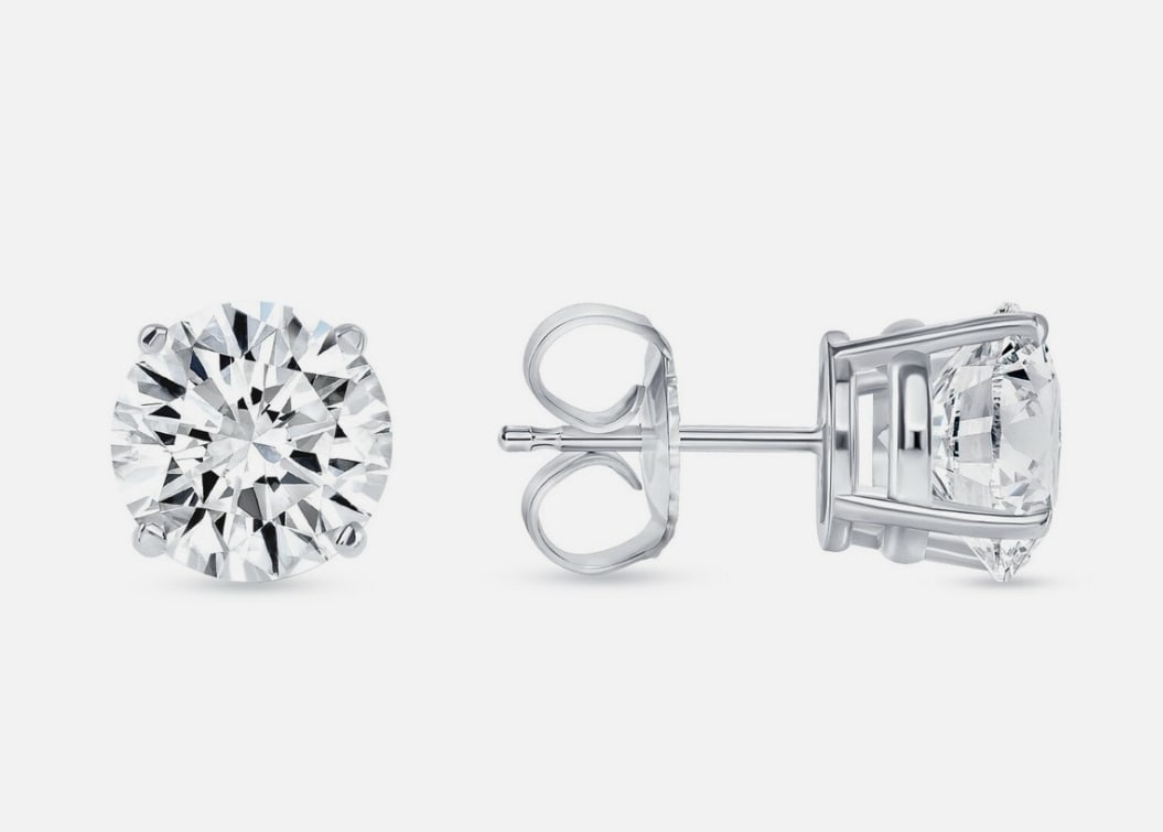 Certified 2 Ct - 14kt Solid White Lab Grown Diamonds D VVS1 Earrings (1 of 3)