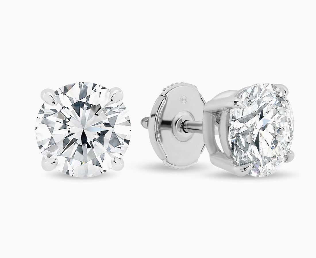 Certified 4 Ct - 14kt Solid White Lab Grown Diamonds D VVS1 Earrings (1 of 2)