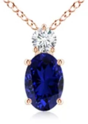 Certified 8 Carat Oval Cut Lab Grown Sapphire & Lab Grown Diamond -Penadnt 14KT Solid Yellow Gold: Certified 8 Carat Oval Cut Lab Grown Sapphire & VS1 - D Color Lab Grown Diamond -Penadnt 14KT Solid Yellow Gold