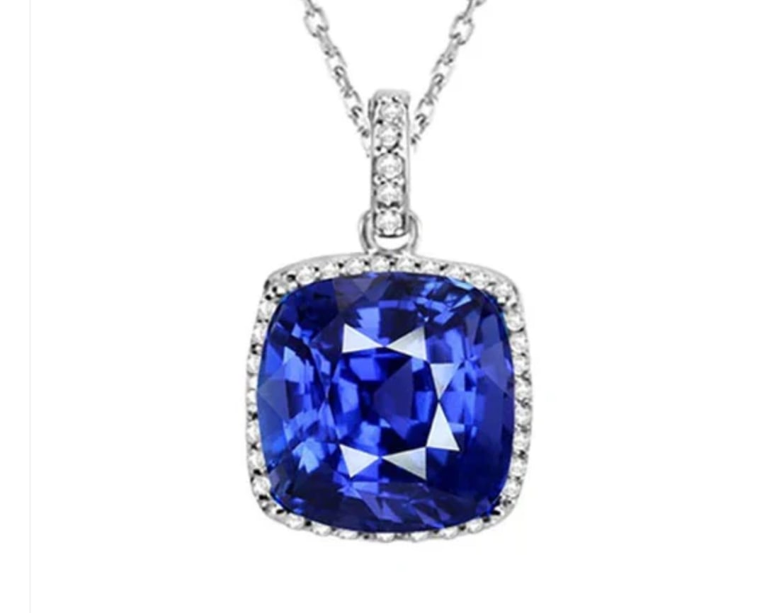 Certified 10 Carat Cushion Cut Lab Grown Sapphire Engagement Ring 14KT Solid White Gold: Certified 10 Carat Cushion Cut Lab Grown Sapphire Engagement Ring 14KT Solid White Gold - Side stone 0.50 Ct Lab Grown Diamonds D vs1 Round Cut
