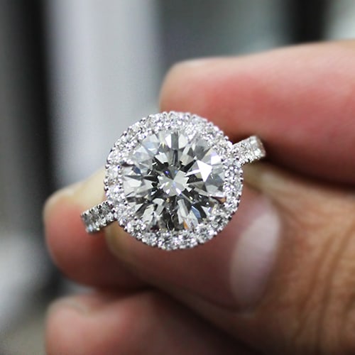 Certified 3 Carat Round Cut D VVS1 Lab Grown Diamond Engagement Ring 14KT Solid White Gold: Certified 3 Carat Round Cut D VVS1 Lab Grown Diamond Engagement Ring 14KT Solid White Gold - Ring Size US 6 - Side stone 0.50 Ct Lab Grown Diamonds D vs1 - Round Cut