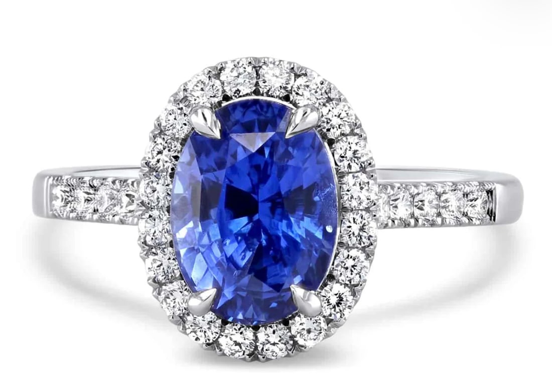 Certified 5.5 Ct - Oval Cut Lab Grown Blue Sapphire & Lab Grown Diamond D VVS1 Engagement Ring: Certified 5.5 Ct - Oval Cut Lab Grown Blue Sapphire & Lab Grown Diamond D VVS1 Engagement Ring 14KT Solid White Gold - Ring Sze 7 - Side stone 0.60 Ct Lab Grown Diamonds D vs1 - Round Cut