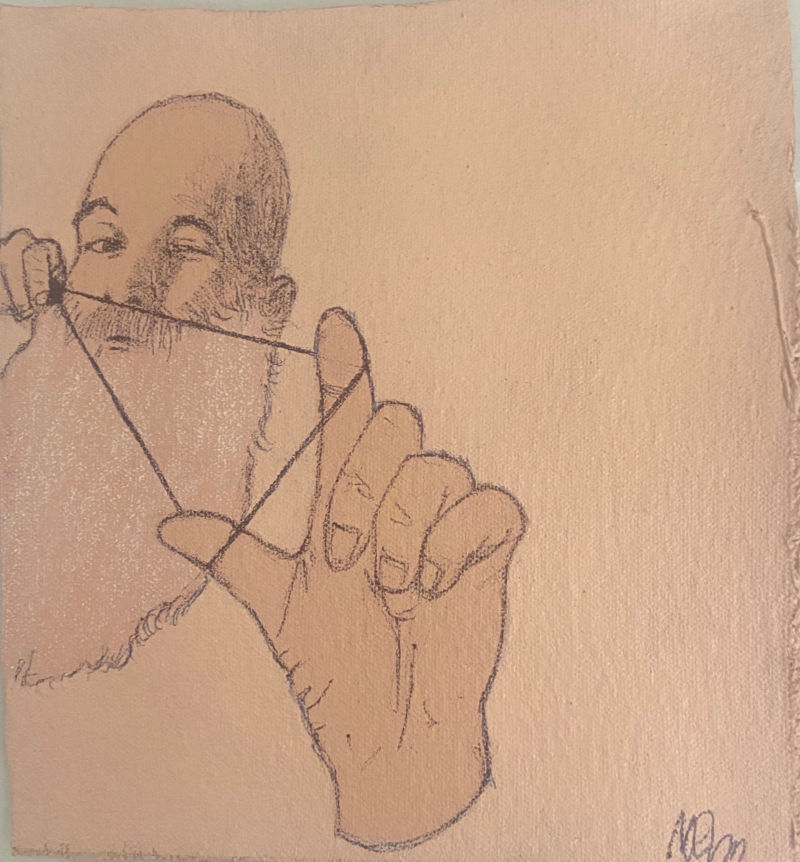 Noel Morera, b. Cuba, "Untitled with Triangle", 2023: Acrylic on canvas. 7.5 x 7 inches. Unframed. This work is from a private collection. Noel Morera Cruz is a Cuban artist born in 1962. Morera is a mature Cuban contemporary voice whose work combines te