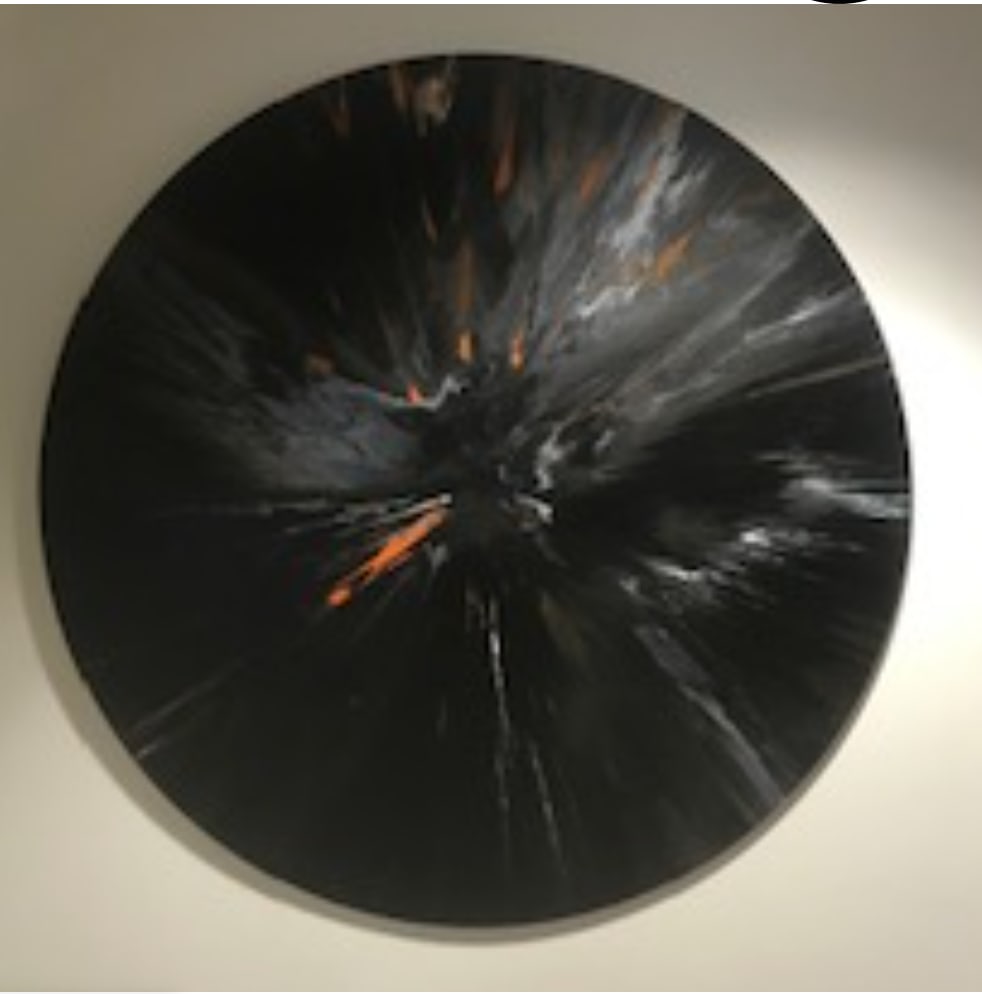 Andres Maurette, b. Cuba, "Universe", 2018: Acrylic on wood, 60 inches in diameter. Andrés Maurette is a Cuban artist, born on May 25, 1974, in Havana, Cuba. Prior to fully embracing fine art, Maurette built a career as an entrepreneur, art