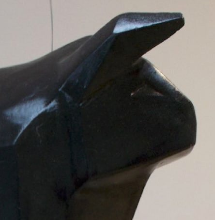 Rebeca Riveros, b. Bolivia, "Toro Diamantino", 2015: Black Basalt sculpture, 23 x 10 x 18 inches. Rebeca Riveros is a contemporary Latin American artist whose work explores the delicate relationship between memory, emotion, and visual storytelling. Her