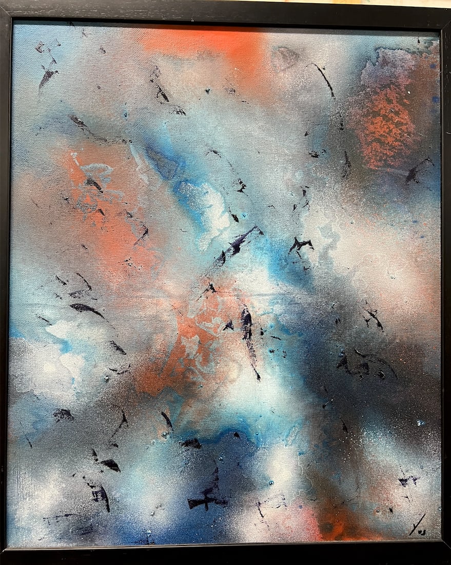 Miguel Angel Yus, b. Spain, "Tiempo Desnudo", 2012: Mixed media on canvas, 13 x 16 In. Stretched. Miguel Angel Yus creates paintings that transcend representation, inviting viewers into immersive landscapes of color, movement, and emotional