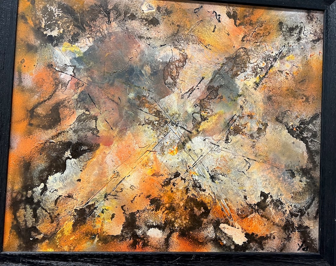 Miguel Angel Yus, b. Spain, "Ojos Infinitos", 2012: Mixed media on canvas, 20 X 23 in. stretched.Mixed media on canvas, 13 x 16 In. Stretched. Miguel Angel Yus creates paintings that transcend representation, inviting viewers into immersive landscapes