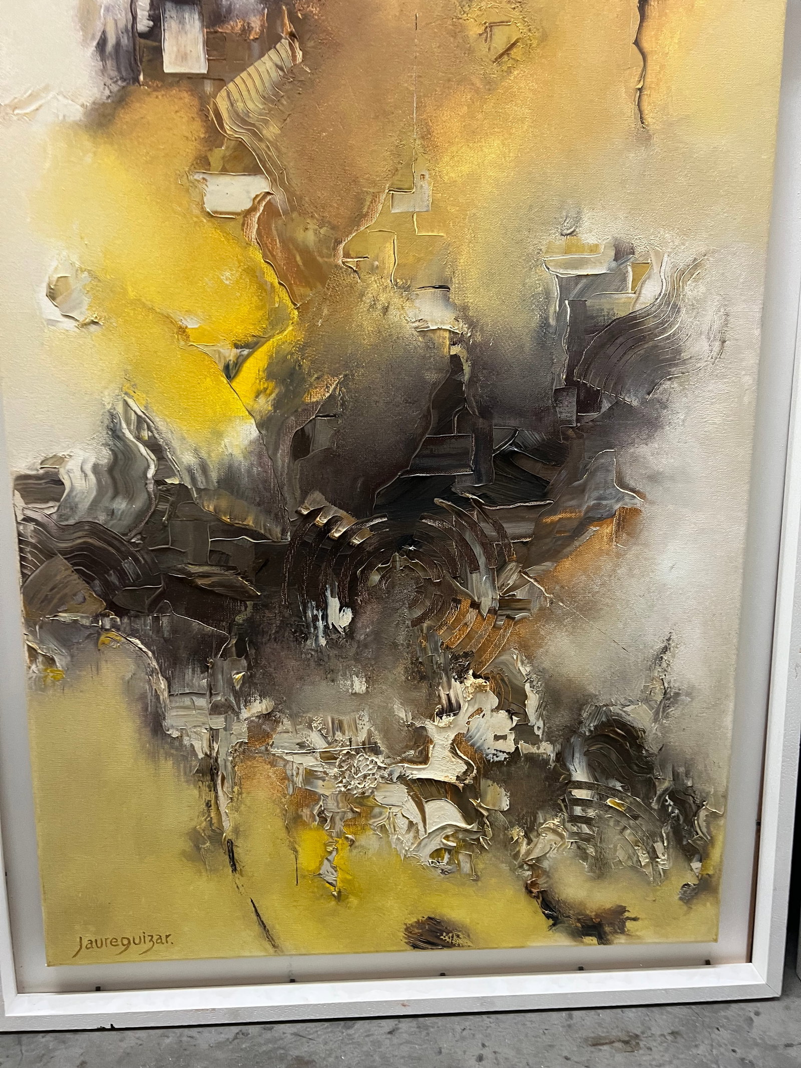 Bernardo Jaureguizar, b. Uruguay, "Untitled", 2012: Mixed media on canvas, 32 x 24 in Framed. Bernardo R. Jaureguizar is a self-taught visual artist born in 1966 and based in Punta del Este, Uruguay. He developed his practice through the Grupo Taller