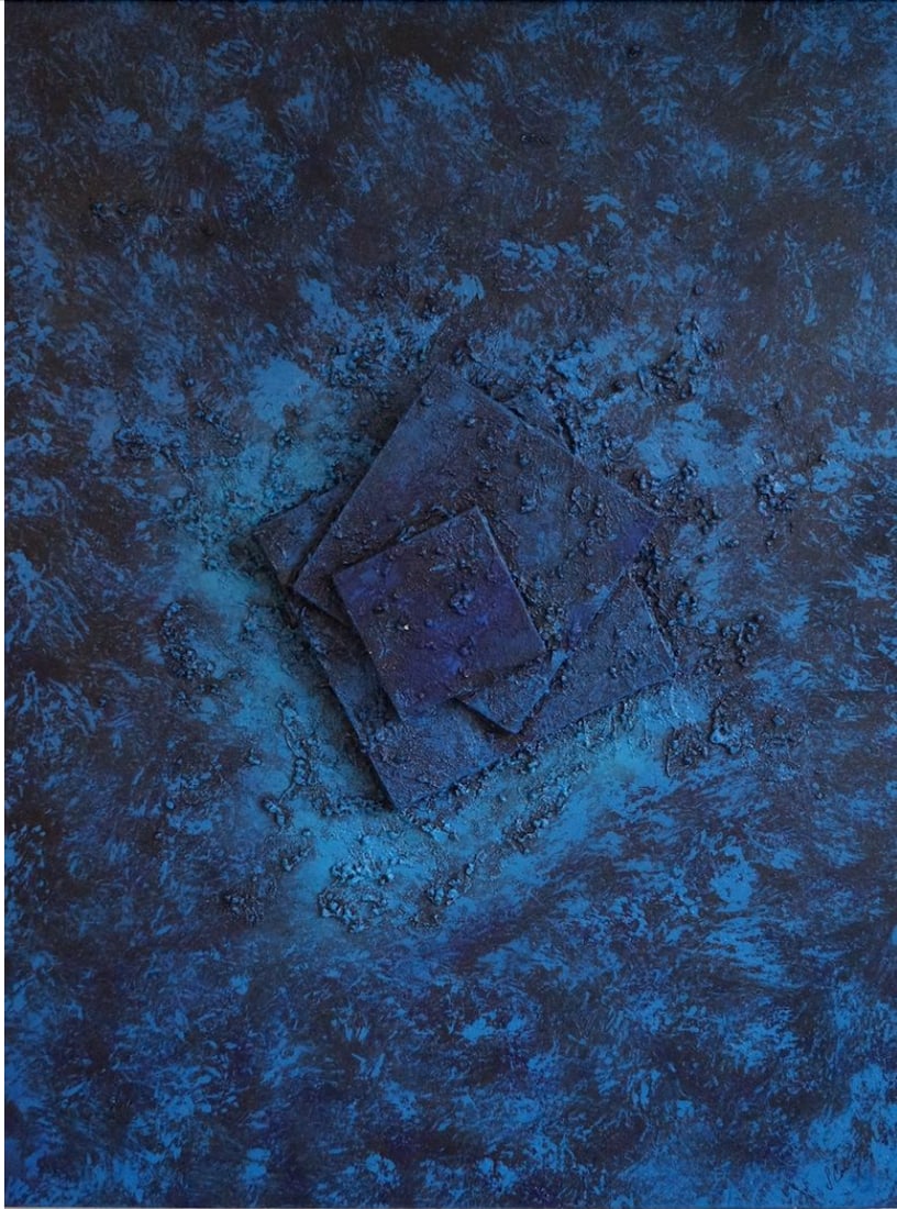 Salomon Cohen, b. Mexico, "Awakening", 2009: Mixed media on canvas, 48 x 36 in framed. Salomon Cohen is a Mexican contemporary artist born in Mexico City who has dedicated himself to the visual arts since 1990. His work is associated with the re