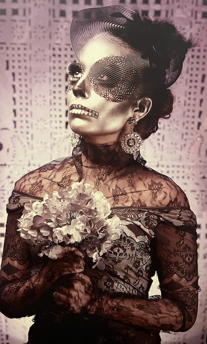 Tato Cid, b. Uruguay, "Catrina" 2013: Digital photo mounted on wood, 24 x 16 in. Mexican Art Vision 2013 Nina Torres Fine Art Miami. Tato Cid is a Uruguayan visual artist whose work reflects the expressive vitality and conceptual
