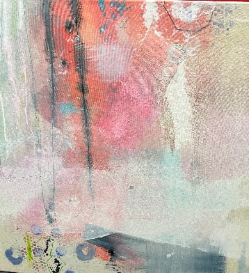 Iris Schälchen, b. Germany "Listen to the Music I", 2013: Mixed media on canvas, 32 x 32 in. stretched. Iris Schälchen (also spelled Schelchen in some sources) is a German contemporary painter known for expressive large-format works, often created on raw