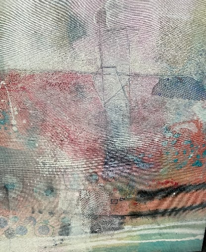 Iris Schälchen, b. Germany "Listen to the Music II", 2013: Mixed media on canvas, 32 x 32 in. stretched. Iris Schälchen (also spelled Schelchen in some sources) is a German contemporary painter known for expressive large-format works, often created on raw
