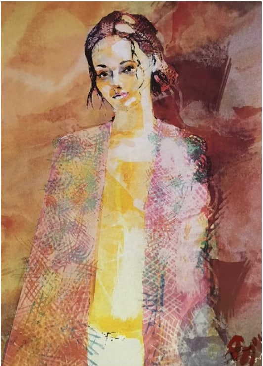 Paul Barbin, b. France "Untitled", 2015: Mixed media on canvas, 32 x 40 in. stretched. Paul Barbin is a French-born contemporary artist and illustrator based in Montreal, Canada. Trained in visual arts and illustration, his practice bridges