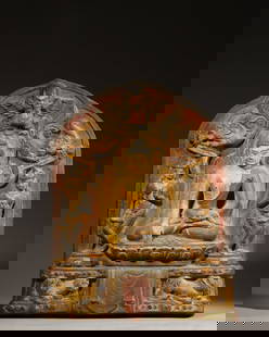 Xizang Guge Dynasty style colored painting erases Sakyamuni BuddhaSong Dynasty,China: L:29cm W:7cm H:35cm WT:9911g