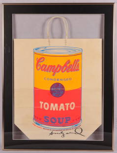 Andy Warhol Silkscreen print "Campbell's Soup Cans" shopping bag: Print size:43 X 60cm,Frame size:55 X 72.5cm
