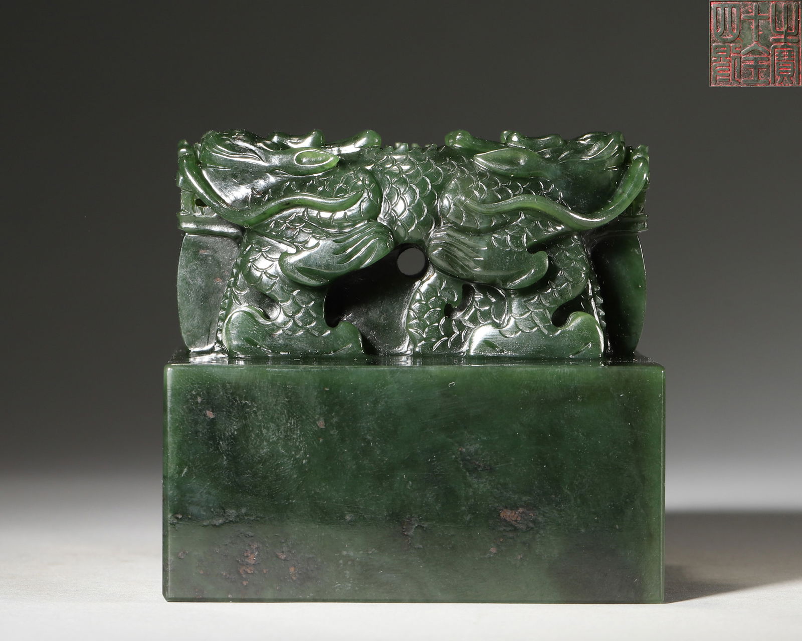 Qing Dynasty, Hetian Green Jade, Dragon Knob, Imperial Seal (1 of 6)