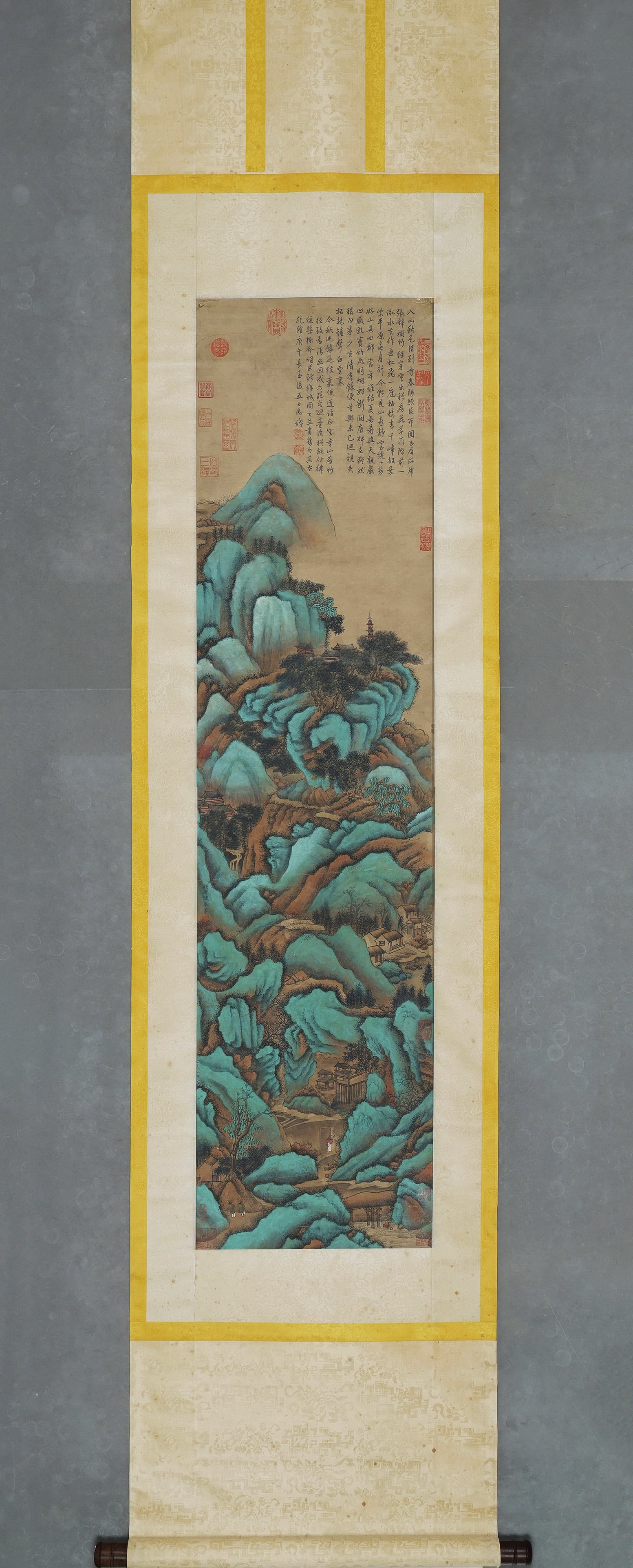 Qing Dynasty, Qian Weicheng, Ancient Temple in Spring Mountains (Hanging Scroll) (1 of 10)