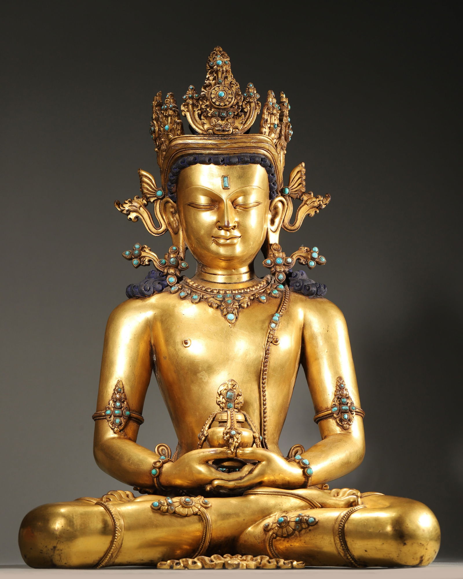 18th Century, Gilt-Bronze Longevity Buddha (Amitayus) Statue (1 of 13)