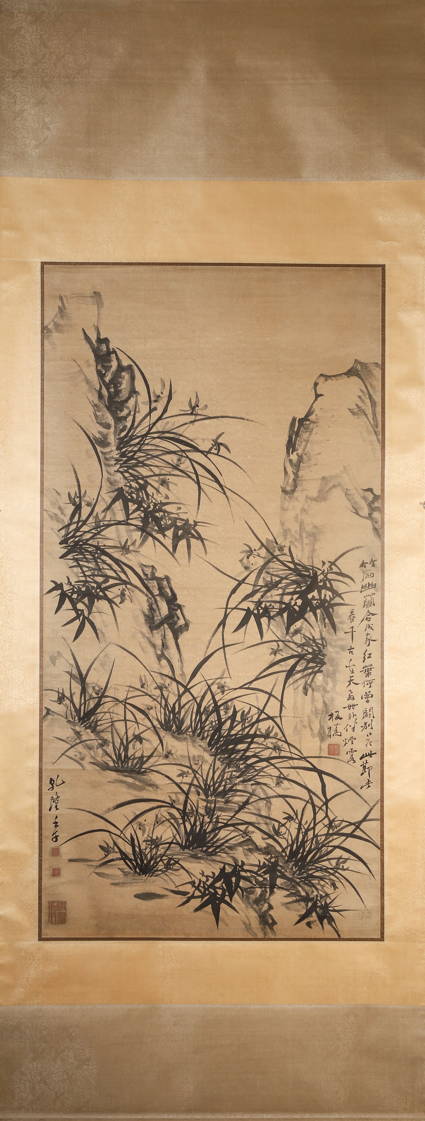 Qing Dynasty: Zheng Banqiao, Ink-on-Paper Hanging Scroll: Bamboo and Orchid (1 of 9)