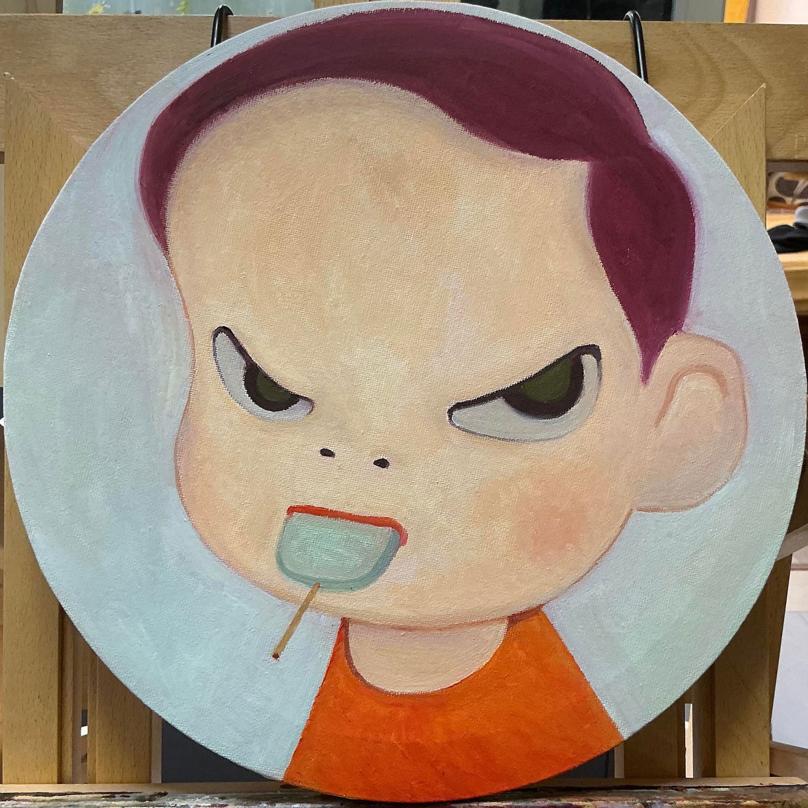 YOSHITOMO NARA (Japan, 1959).Oil Painting: D:30cm