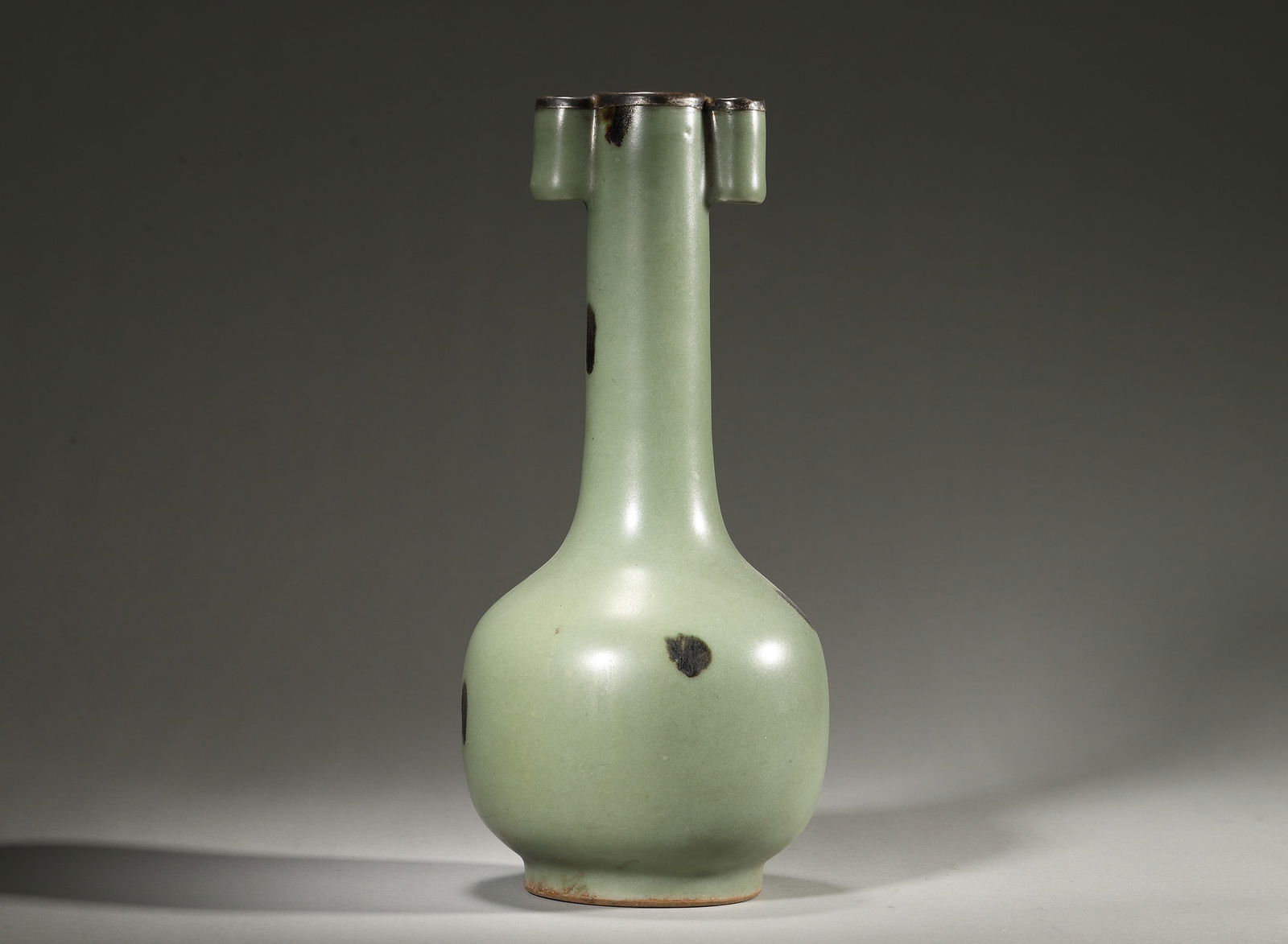 Southern Song Longquan Kiln Powder Celadon Glazed Sgraffito Vase with Lug Handles (Silver-Mounted) (1 of 5)
