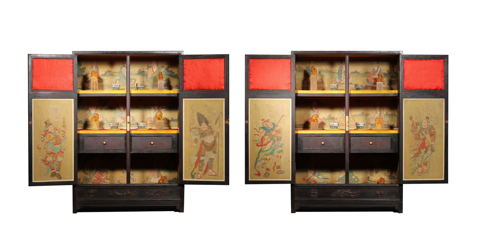 Qing Dynasty Pair of Zitan Cabinets with 16 Tianhuang Stone Seals (1 of 20)