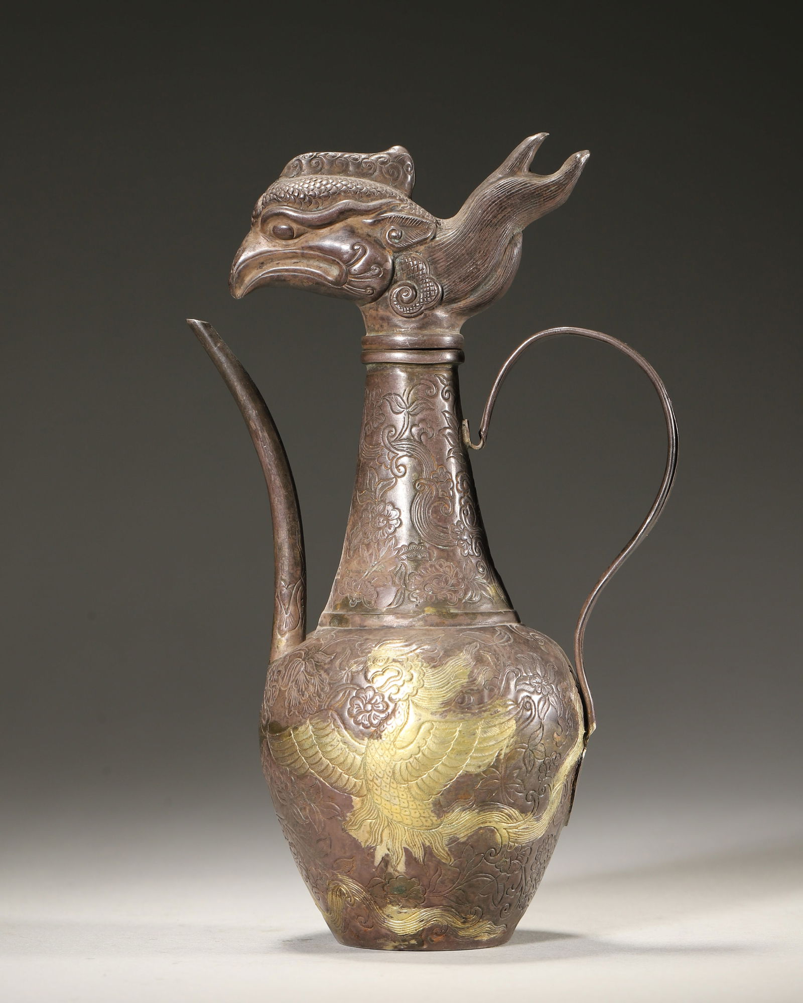 Tang Dynasty, Silver-Gilt Ewer with Phoenix Head Spout (1 of 7)