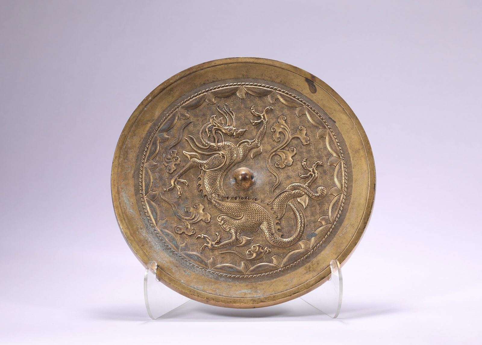 Gilt Bronze Mirror, Qianlong Period, Qing Dynasty (1 of 6)