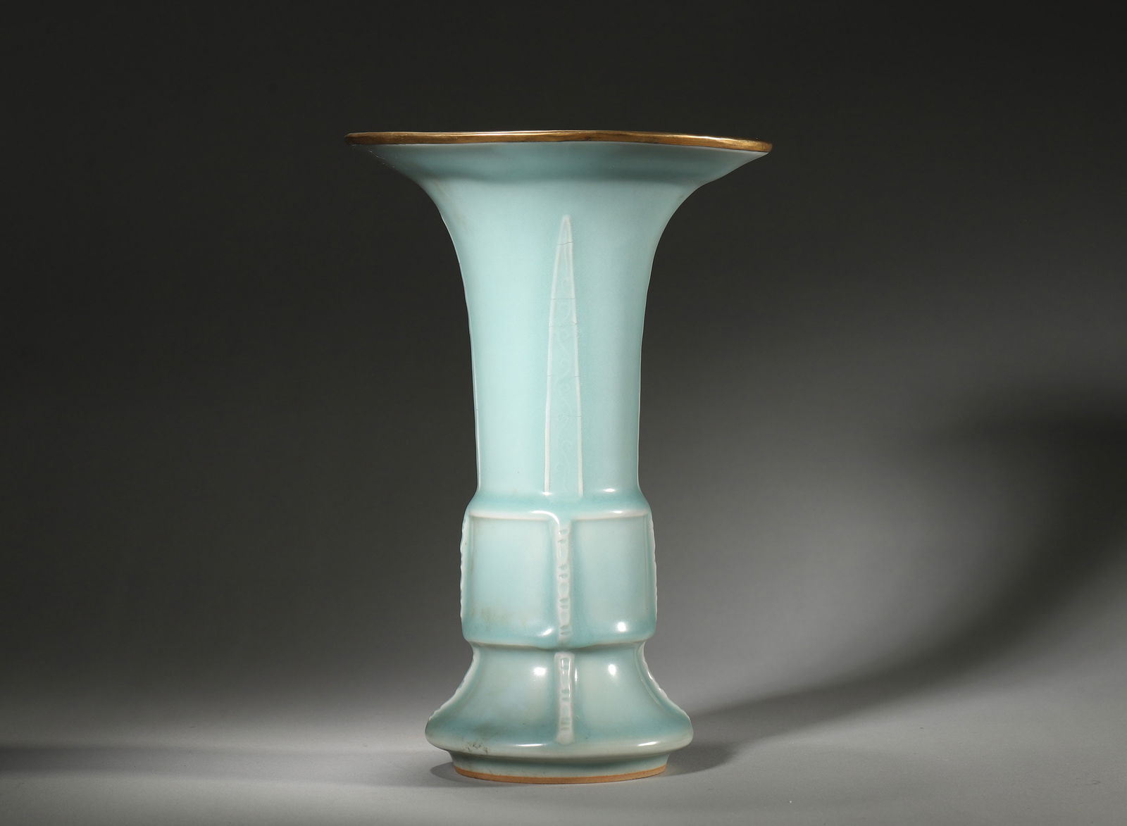 A Ru-Kiln Sky-Blue Glazed Flanged Gu Vase, Northern Song Dynasty (1 of 5)