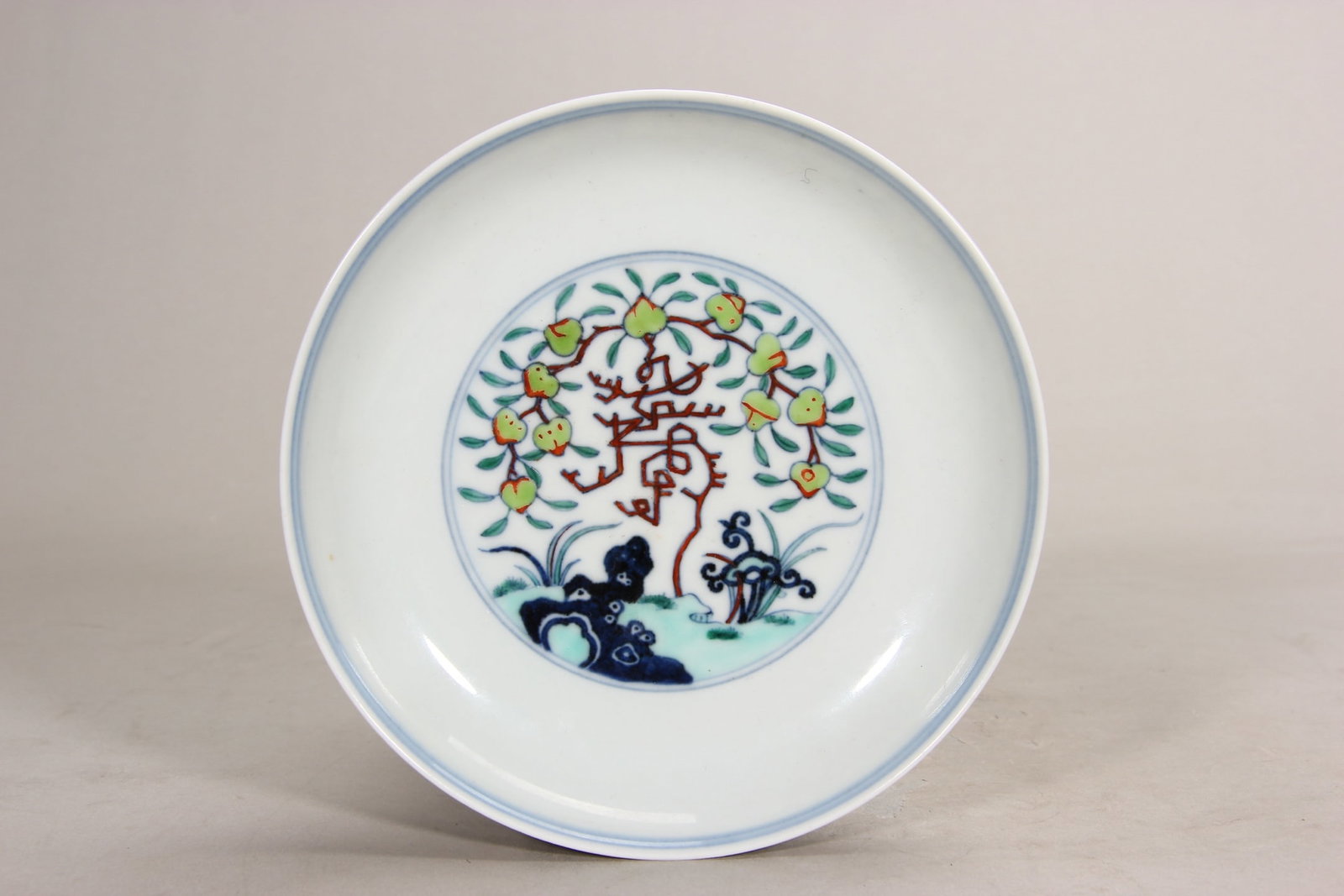 Qing Dynasty Yongzheng Period, Doucai Dish with Interlocking Shou-Character Design (1 of 9)