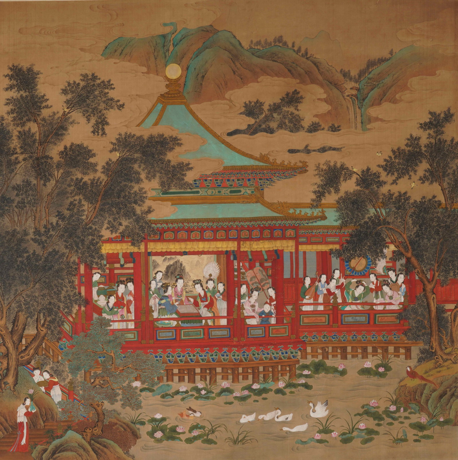 Leng Mei (c.17th-18th century), attributed to, Figure: Dimensions: Height: 94 cm (37.01 in.) x Width: 95 cm (37.40 in.). All measurements are approximate.