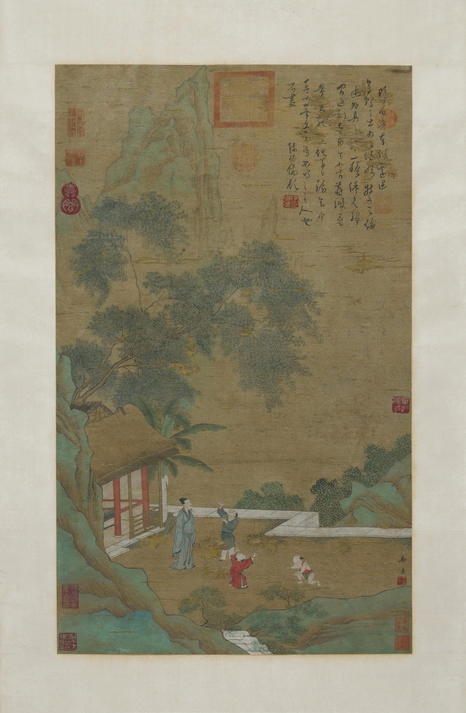 Southern Song Dynasty, Ma Yuan, Children at Play in the Courtyard, Hanging Scroll on Silk (1 of 8)
